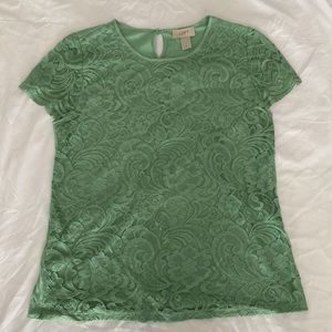 NWT Loft Mint Green Lace Top Women Size S